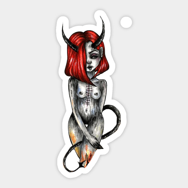 red devil Sticker by DrawingsInBloom